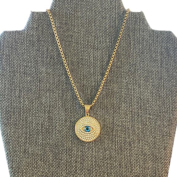 All Seeing Eye Gold Diamond Pendant & Necklace - Picture 2 of 2